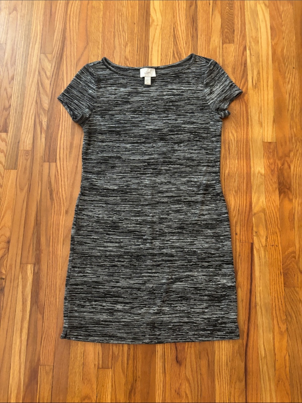 LOFT Black and Gray Marled Knit Top